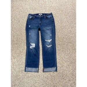 32 CEROS 90s High Rise Straight Crop Raw Step Hem Distressed